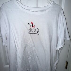 Old Navy White Short Sleeve Tee with Black & Red Dog Graphic